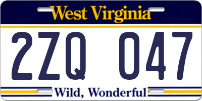 WV license plate 2ZQ047