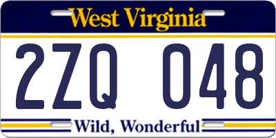 WV license plate 2ZQ048