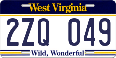 WV license plate 2ZQ049