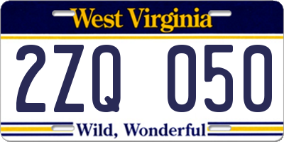 WV license plate 2ZQ050