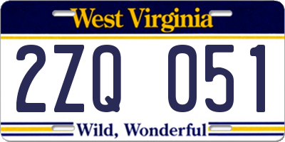 WV license plate 2ZQ051