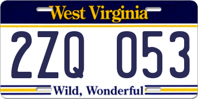 WV license plate 2ZQ053