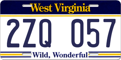 WV license plate 2ZQ057
