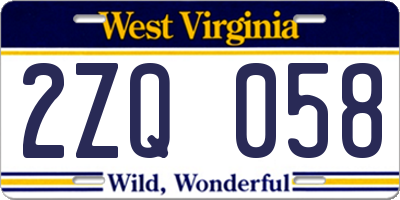 WV license plate 2ZQ058