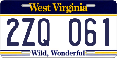 WV license plate 2ZQ061