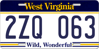 WV license plate 2ZQ063