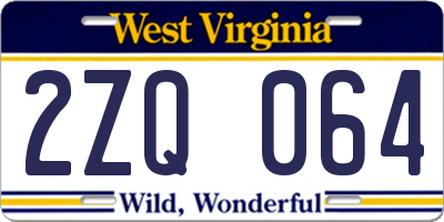 WV license plate 2ZQ064