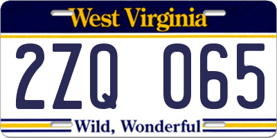 WV license plate 2ZQ065