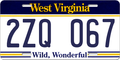 WV license plate 2ZQ067