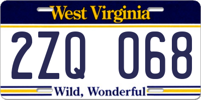 WV license plate 2ZQ068