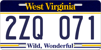 WV license plate 2ZQ071