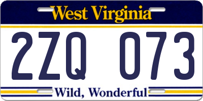 WV license plate 2ZQ073