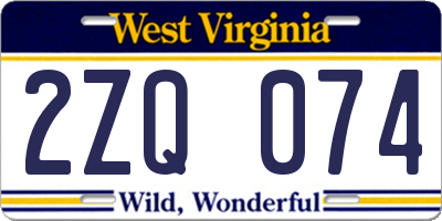 WV license plate 2ZQ074