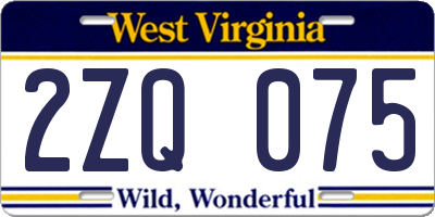 WV license plate 2ZQ075
