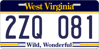 WV license plate 2ZQ081