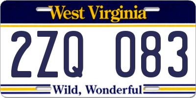 WV license plate 2ZQ083
