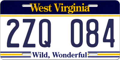 WV license plate 2ZQ084