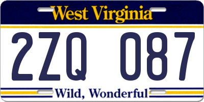 WV license plate 2ZQ087