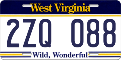 WV license plate 2ZQ088