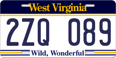 WV license plate 2ZQ089