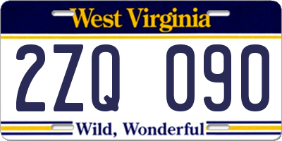 WV license plate 2ZQ090