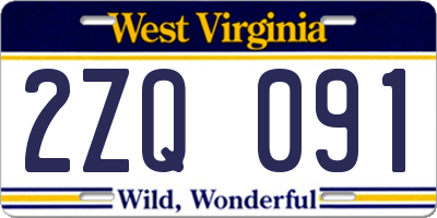 WV license plate 2ZQ091