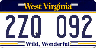 WV license plate 2ZQ092
