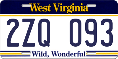 WV license plate 2ZQ093