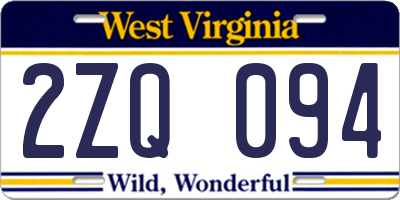 WV license plate 2ZQ094