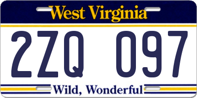 WV license plate 2ZQ097