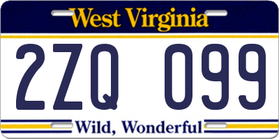 WV license plate 2ZQ099