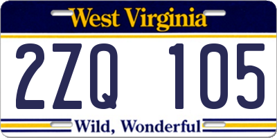 WV license plate 2ZQ105