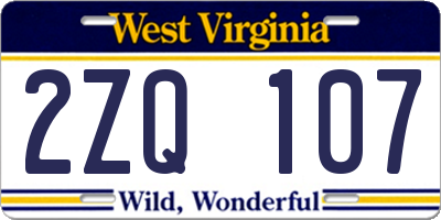WV license plate 2ZQ107