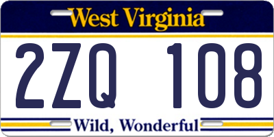 WV license plate 2ZQ108