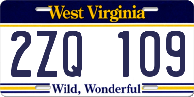 WV license plate 2ZQ109