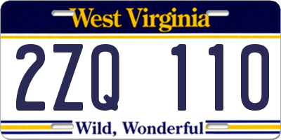 WV license plate 2ZQ110