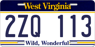 WV license plate 2ZQ113