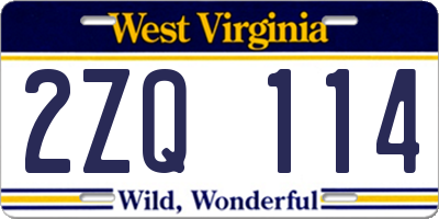 WV license plate 2ZQ114