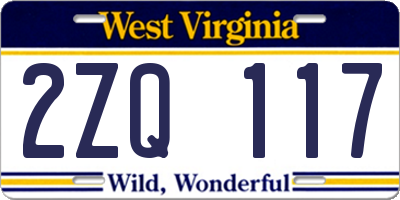 WV license plate 2ZQ117