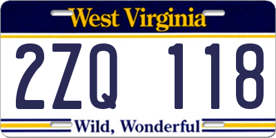 WV license plate 2ZQ118