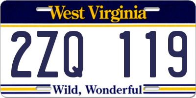 WV license plate 2ZQ119
