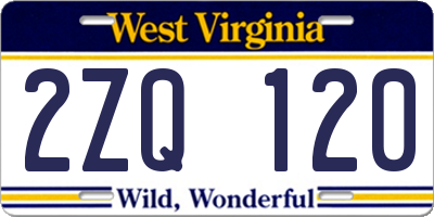 WV license plate 2ZQ120