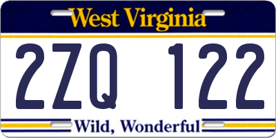 WV license plate 2ZQ122