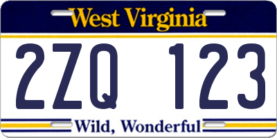 WV license plate 2ZQ123
