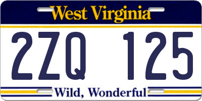 WV license plate 2ZQ125