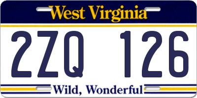 WV license plate 2ZQ126