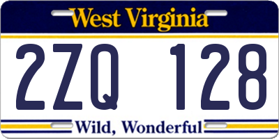 WV license plate 2ZQ128