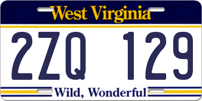 WV license plate 2ZQ129