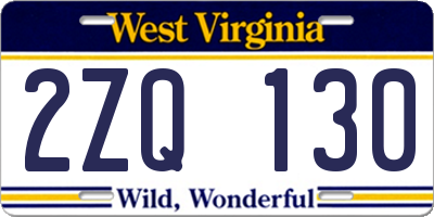 WV license plate 2ZQ130