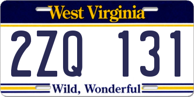 WV license plate 2ZQ131